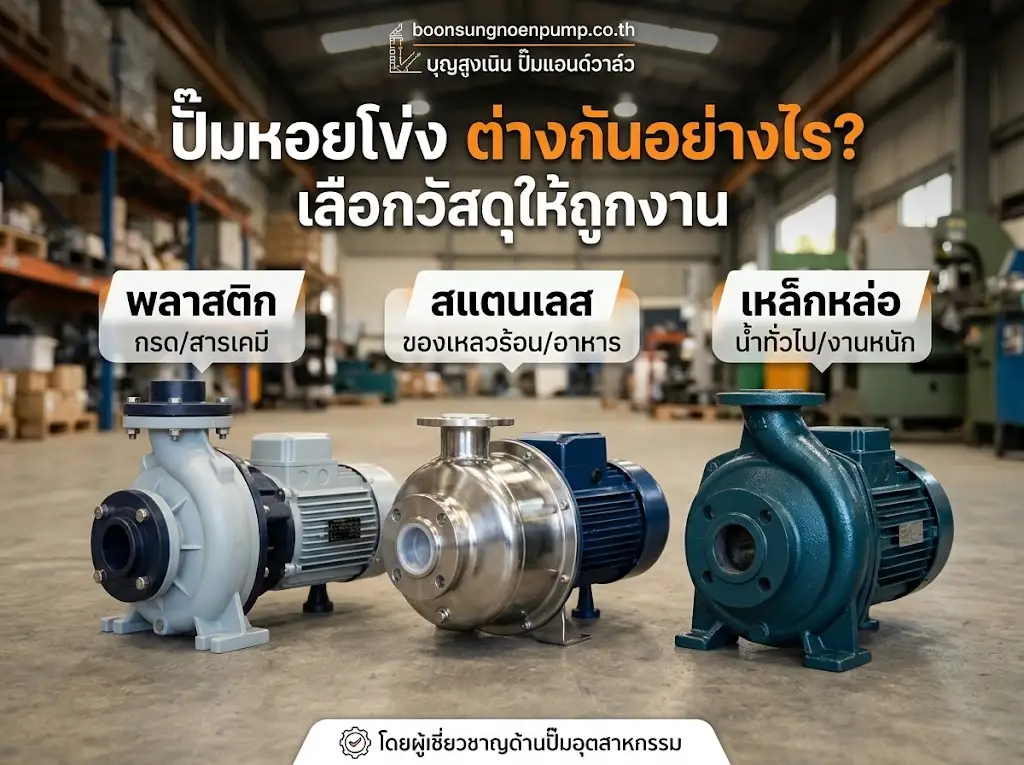 เปรียบเทียบปั๊มหอยโข่ง 3 วัสดุหลัก